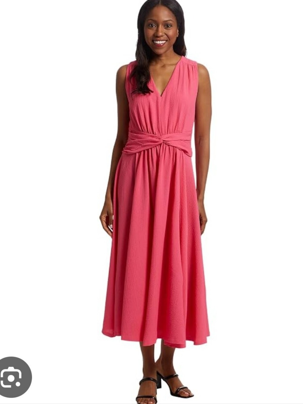 Calvin Klein NWT Pink V Neck Twist Waist Midi Dress Size 6 $149 Cocktail